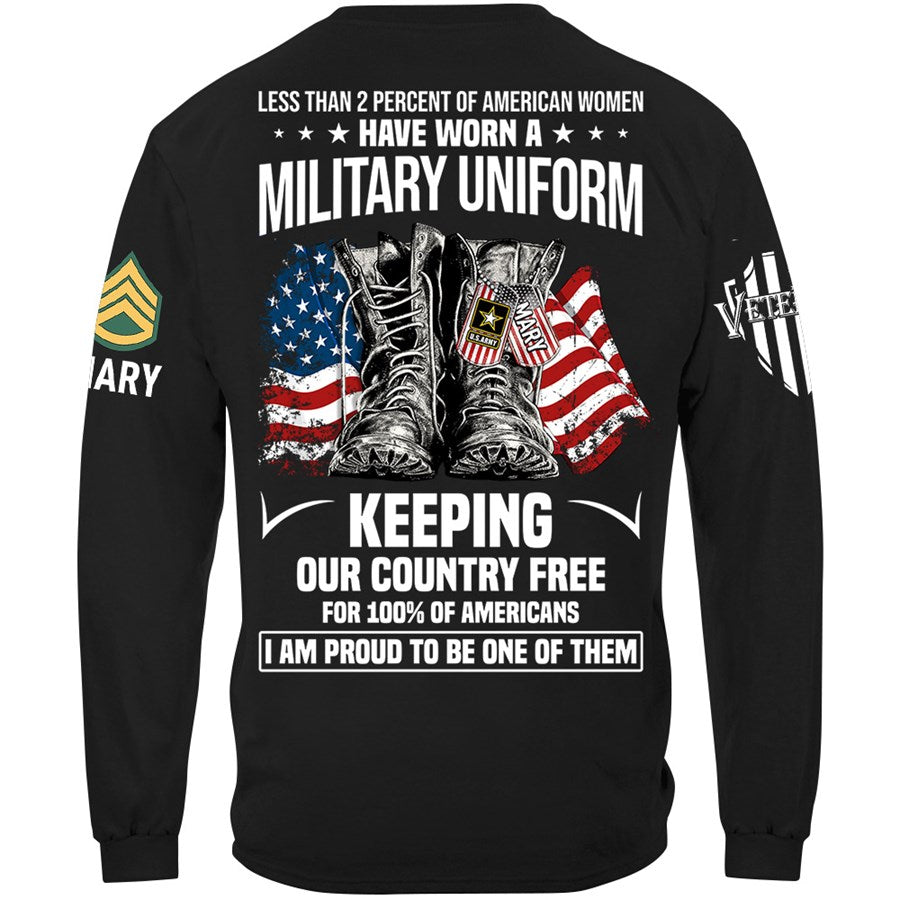 Less Than 2 Percent Of American Women Have Worn A Military Uniform Keeping Our Country Free Custom Shirt For Veteran H2511 Trna