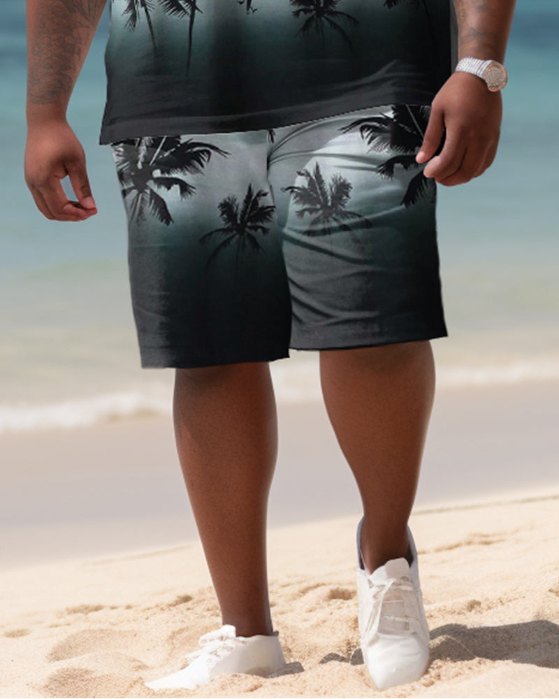 Hawaiian Gradient Coconut Colorblock Shorts Men's Plus Size Set