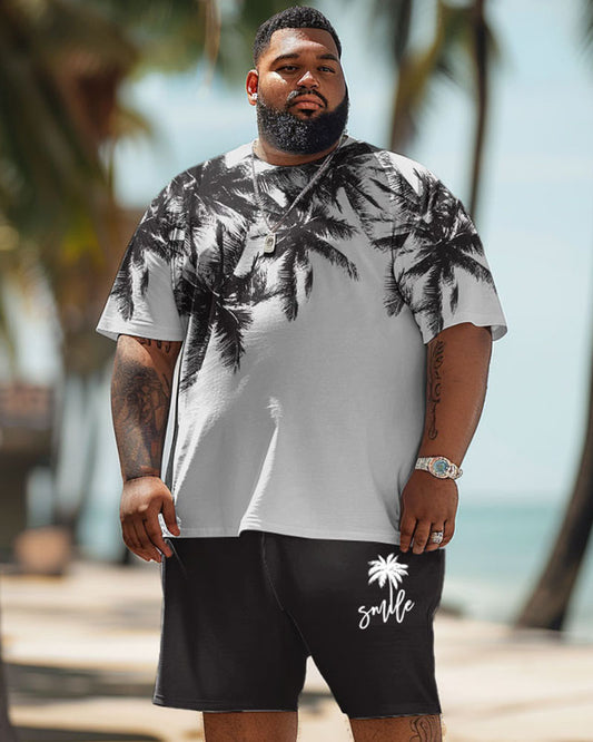 Men's Plus Size Hawaiian Coconut Tree Print T-Shirt Shorts Suit