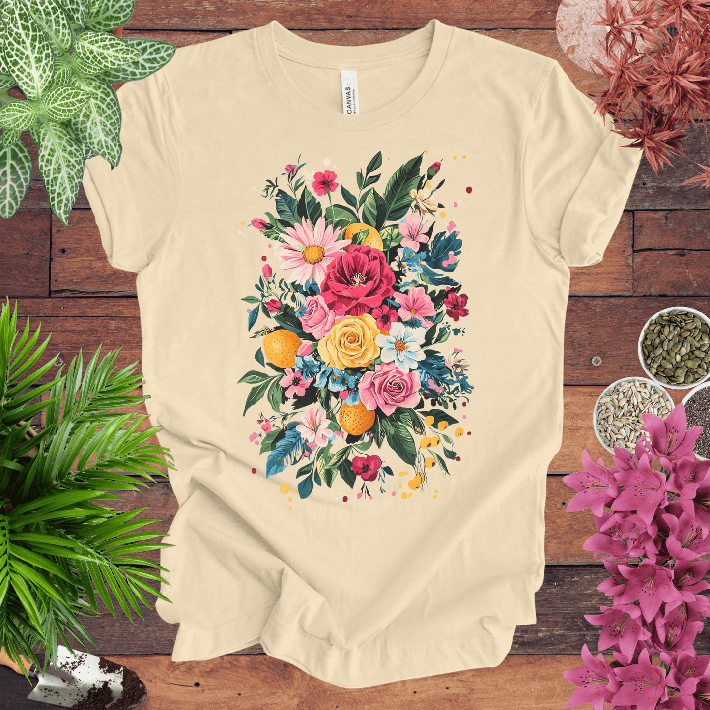 Vibrant Floral Citrus Bouquet T-Shirt