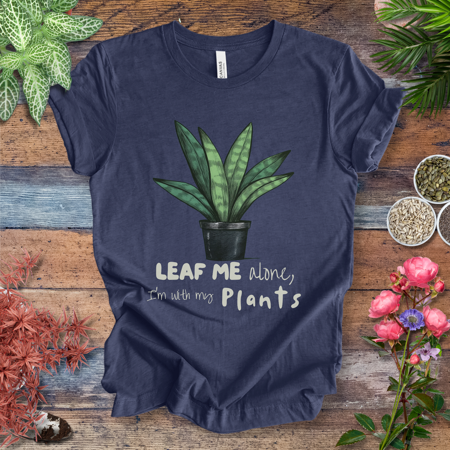 "Leaf Me Alone" Funny Snake Plant Lover T-Shirt