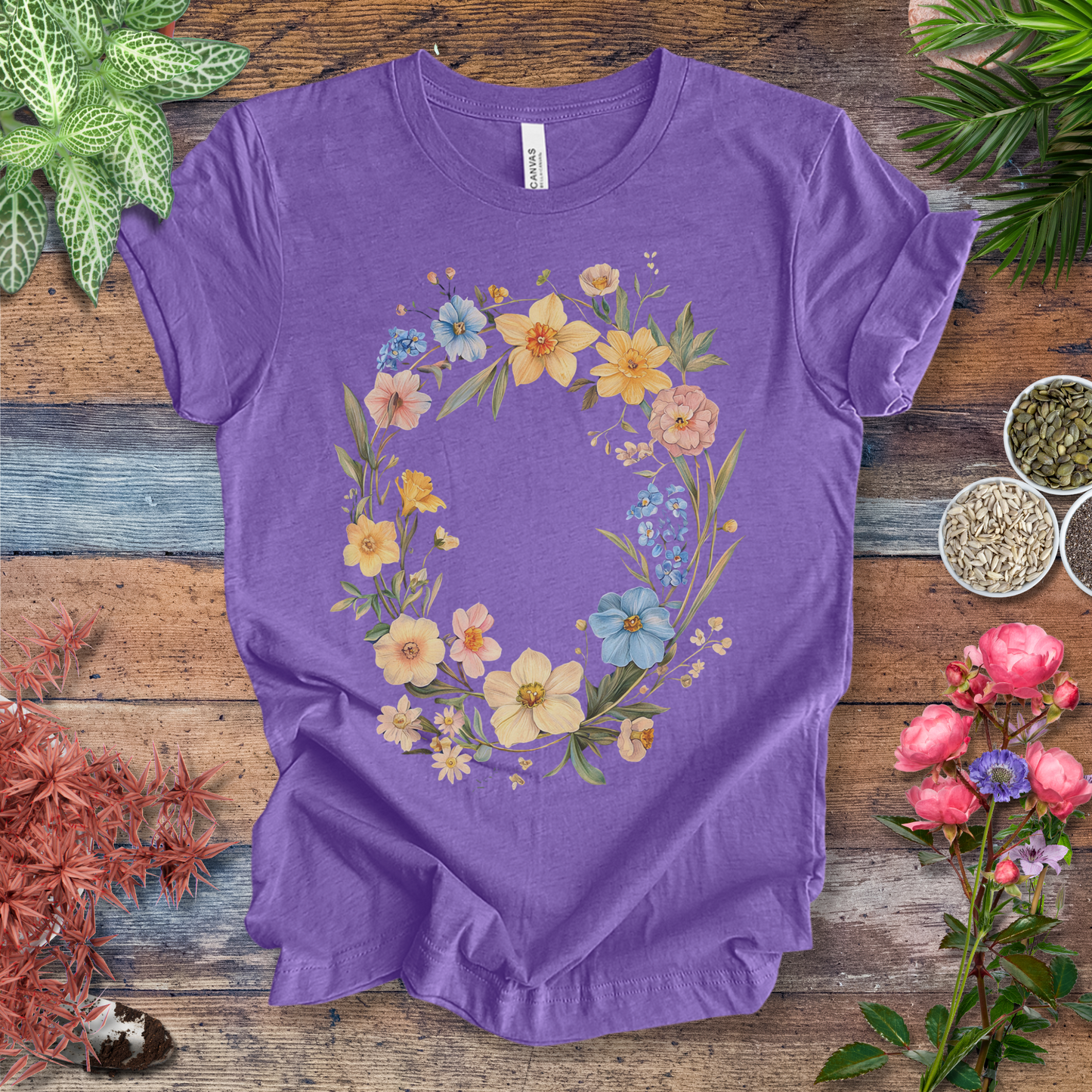 Spring Meadow Floral Wreath T-Shirt