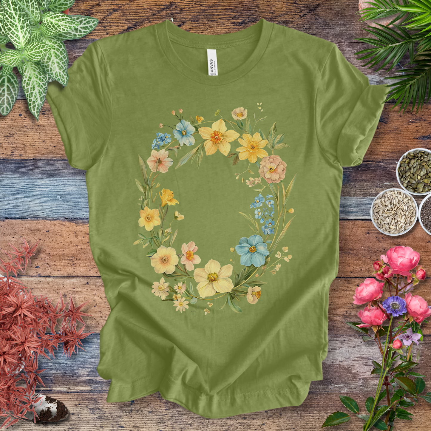 Spring Meadow Floral Wreath T-Shirt