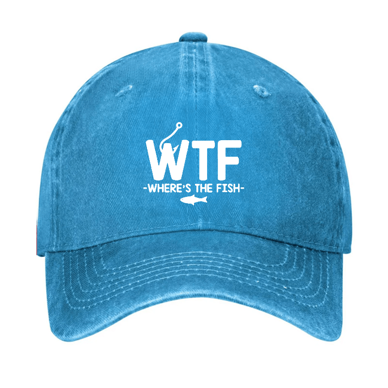 WTF - Where's The Fish Funny Print Cap (Free Customization)