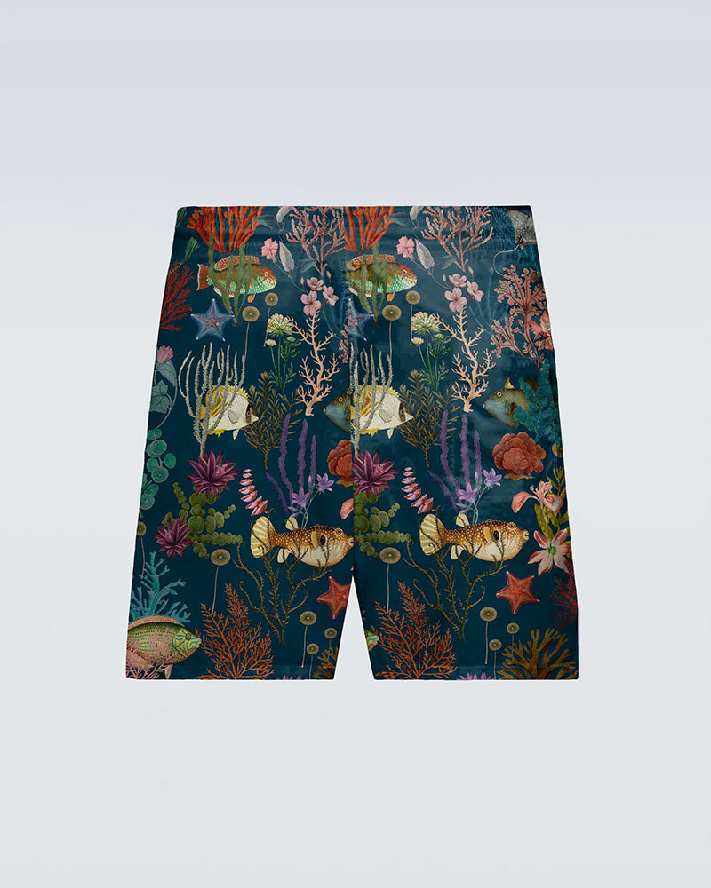 Hawaiian Deep Sea Park Pattern Print Beach Quick-Dry Trunks Swimming Trunks Plus Size Men