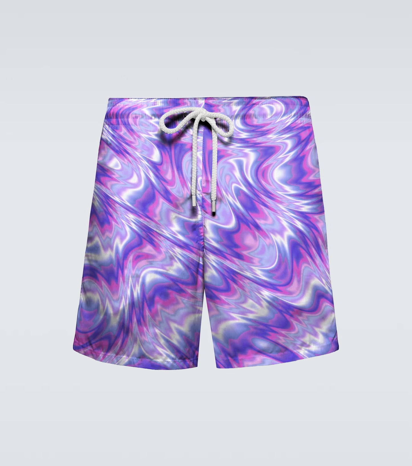 Plus Size Men's Purple Laser Pattern Printed Hawaiian Beach Swim Trunks