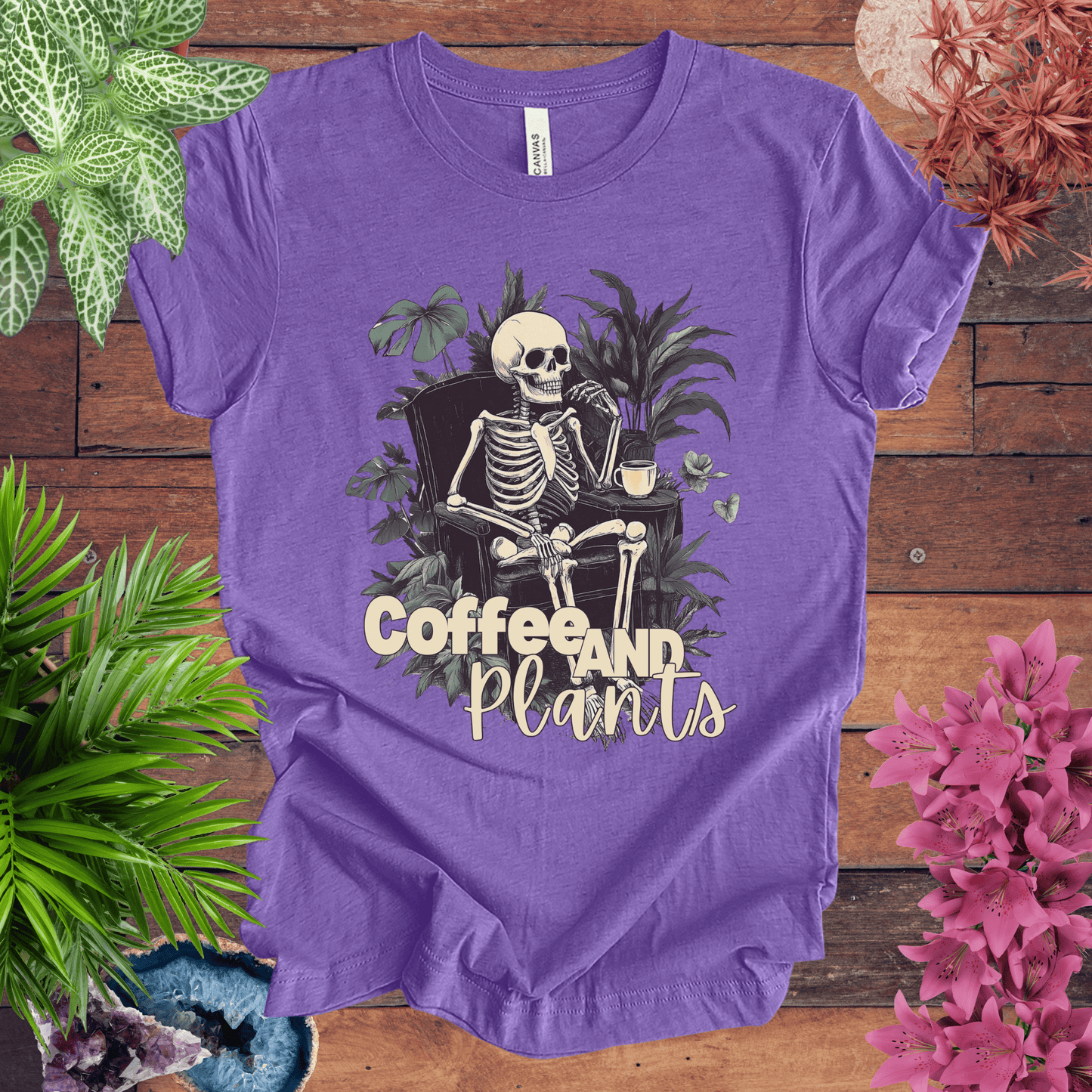 Coffee and Plants Skeleton T-Shirt