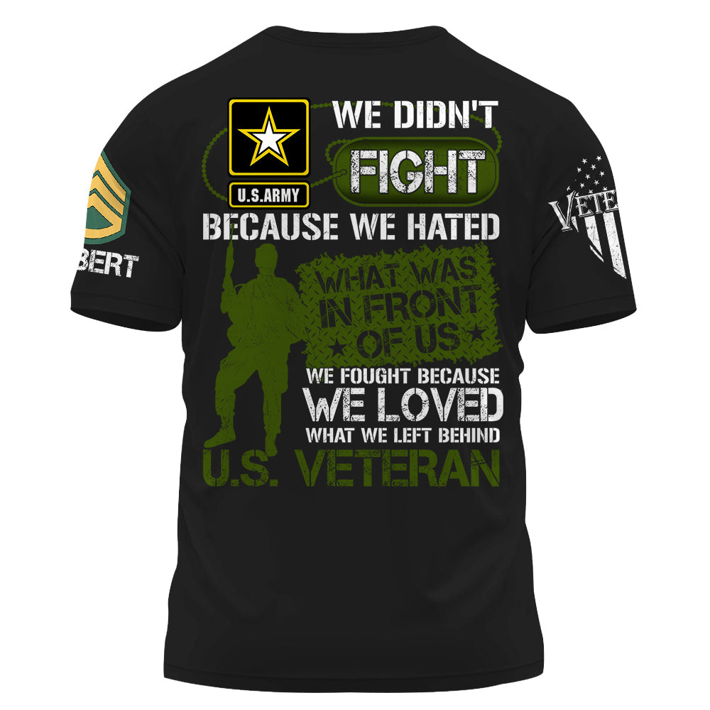 We Didn't Fight Because We Hated What Was In Front Of Us Custom Shirt For US Veteran Gift H2511 Do99