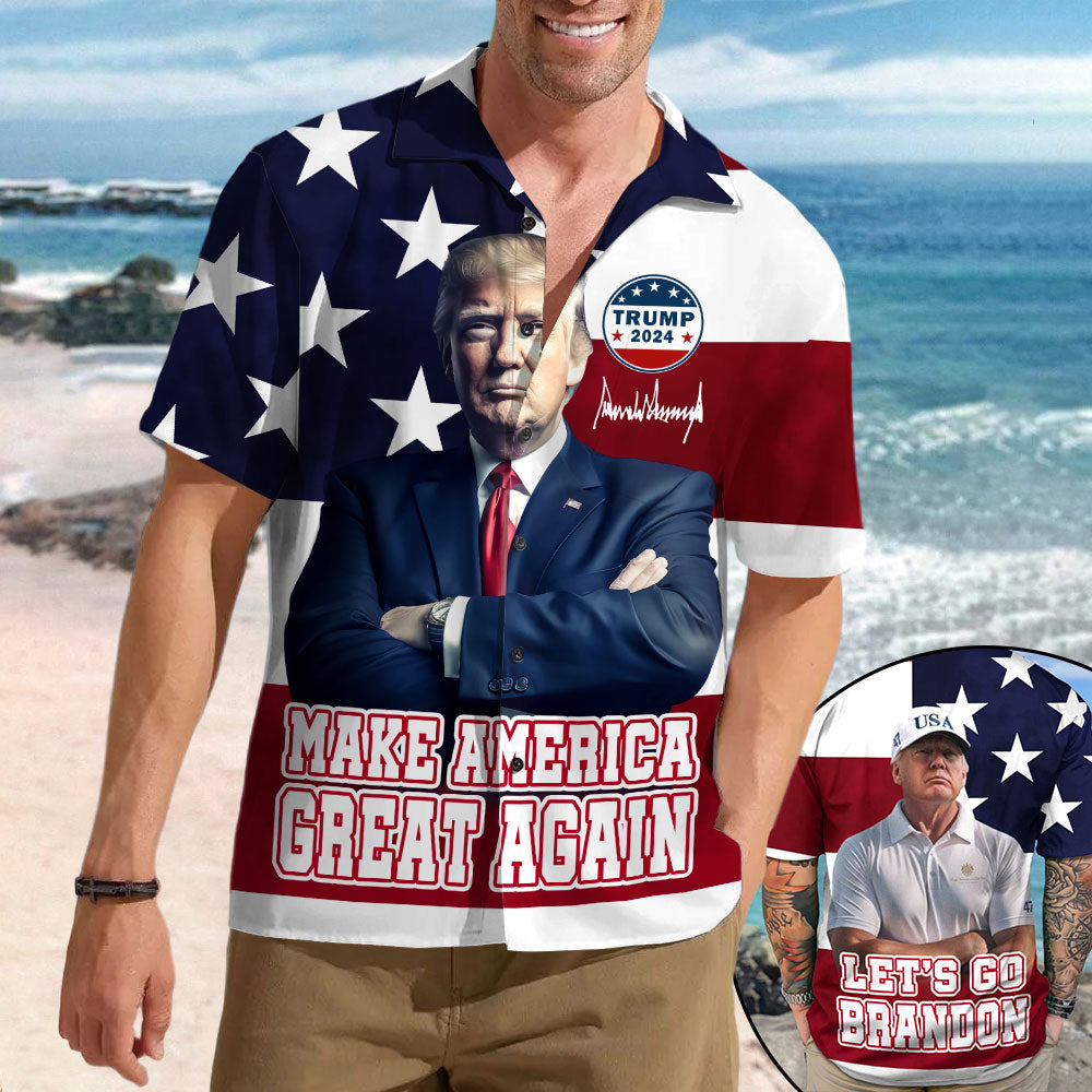 Custom Donald Trump Photo Make America Great Again Hawaii Shirt N369 62480