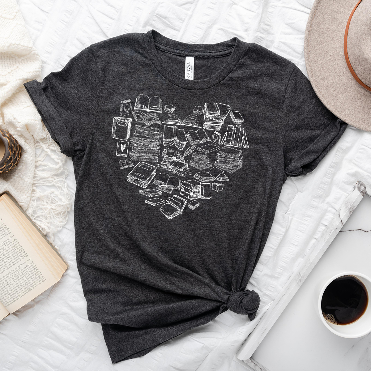 book heart unisex tee