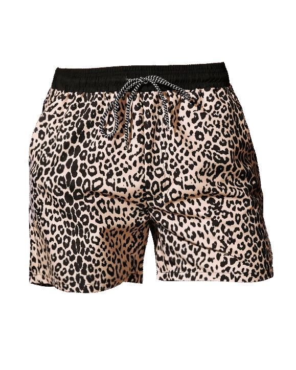 Beach Quick-Dry Leopard Print Swim Trunks