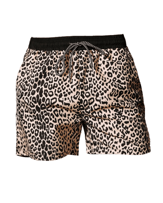 Beach Quick-Dry Leopard Print Swim Trunks