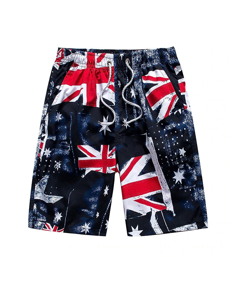 Men's Plus Size Beach Quick-dry Swim Trunks Flag Print Beach Shorts