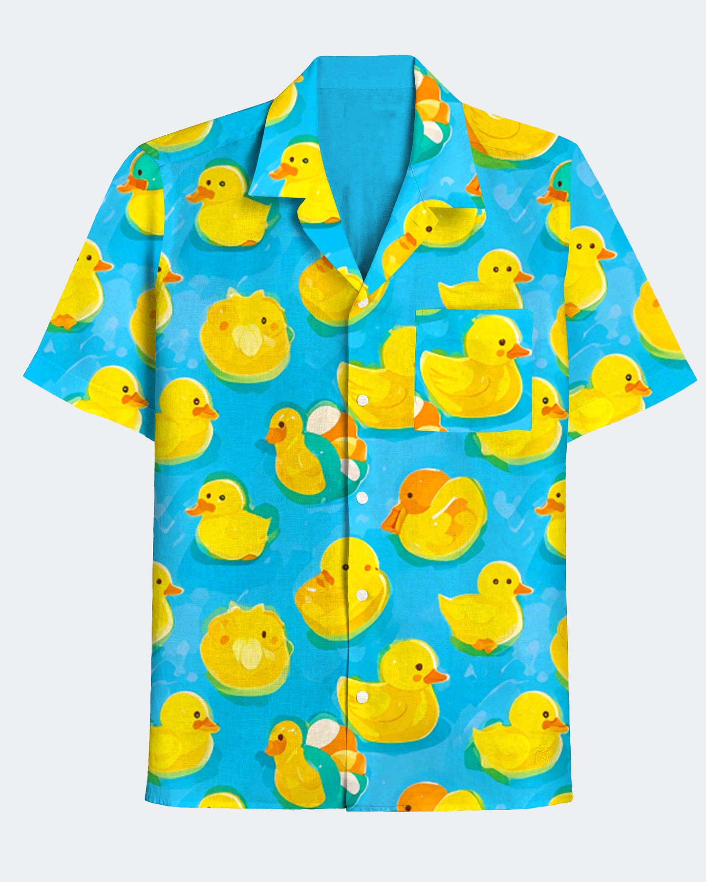 Men's Hawaii Rrubber Duck Print Short Sleeve Shirt