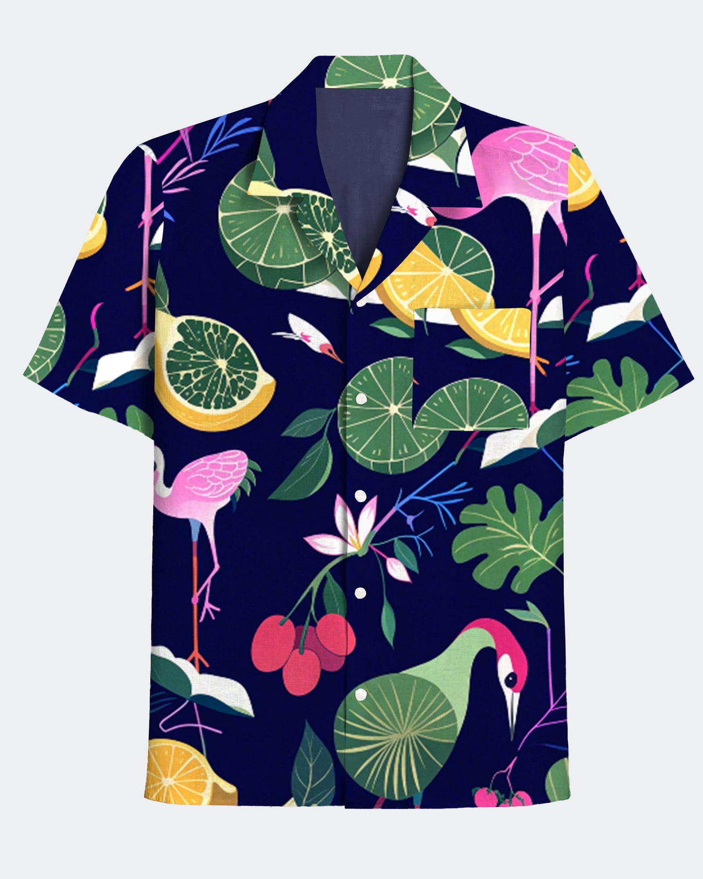 Men's Hawaiian Natural Fruit Print Cuban Collar Short Sleeve Shirt