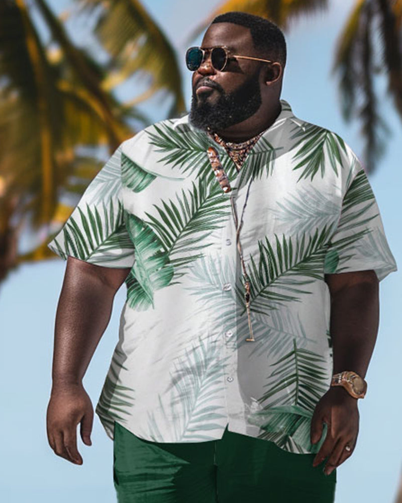 Men's Plus Size Hawaiian Plant Shirt Shorts Suit