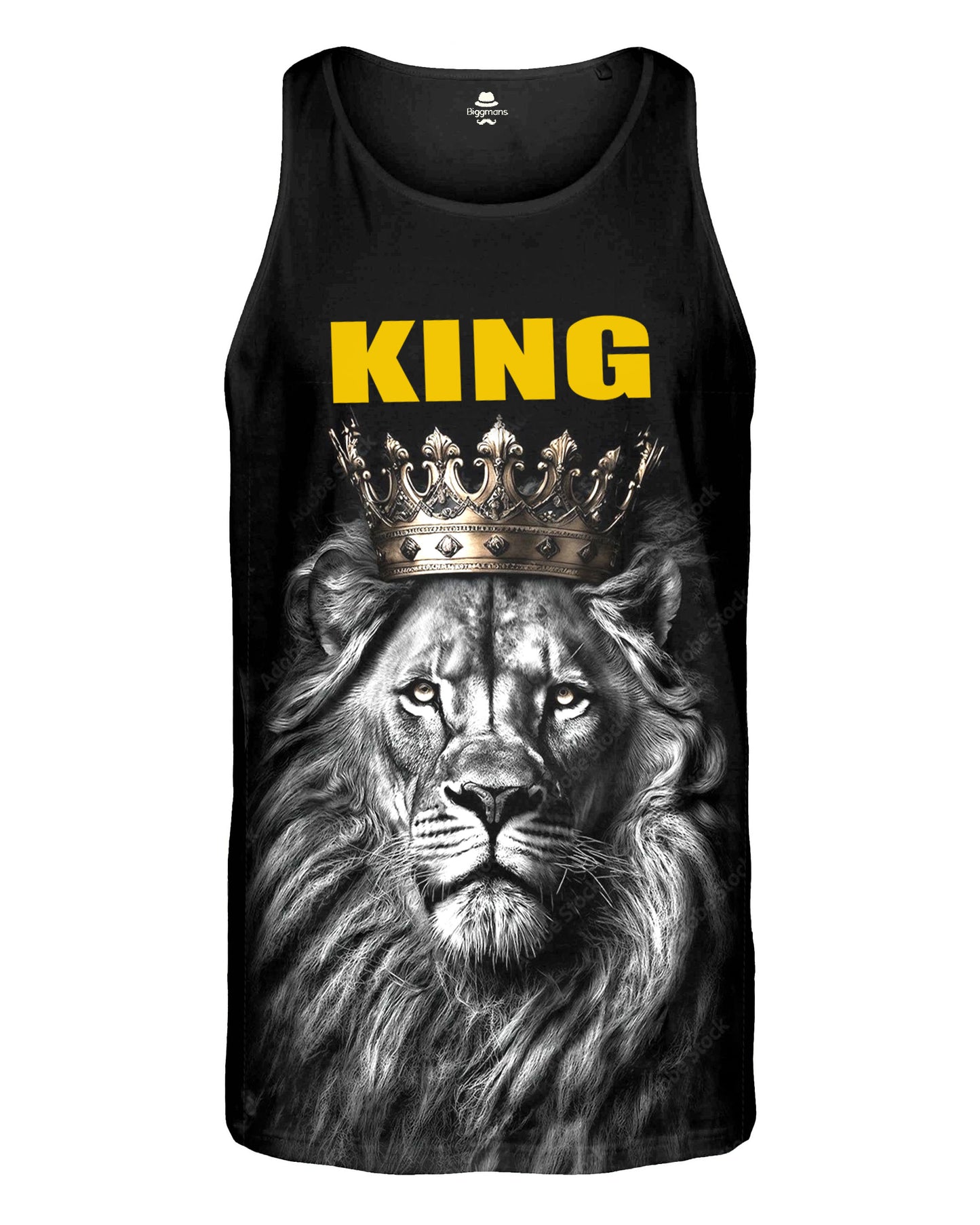 Men's Big Summer KING-3D Lion Print Tank Shorts Suit