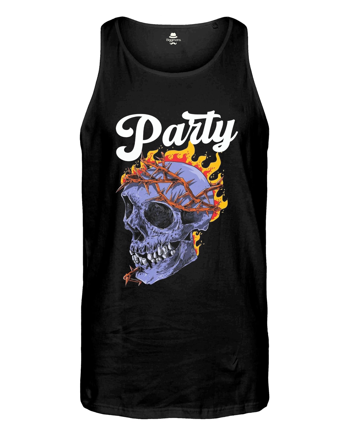 Men's Big Summer Black Skull Party Tank Shorts Suit