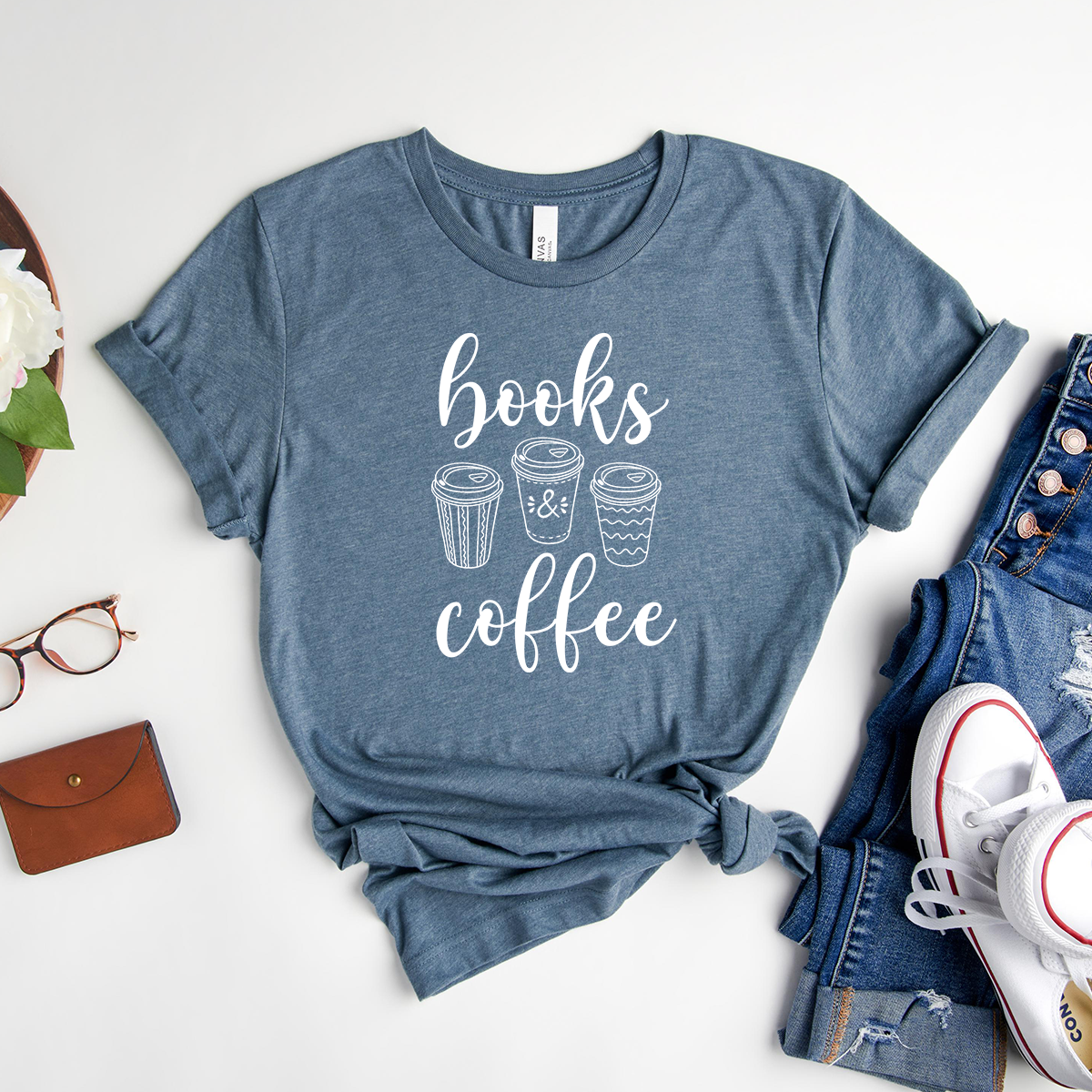 books & coffee unisex tee