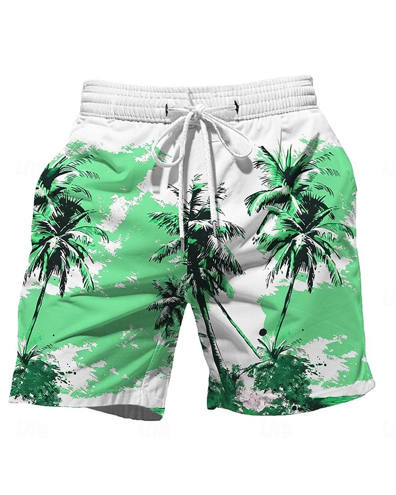 Beach Quick-drying Fabric Coconut Tree Swimming Trunks Men's Plus Size