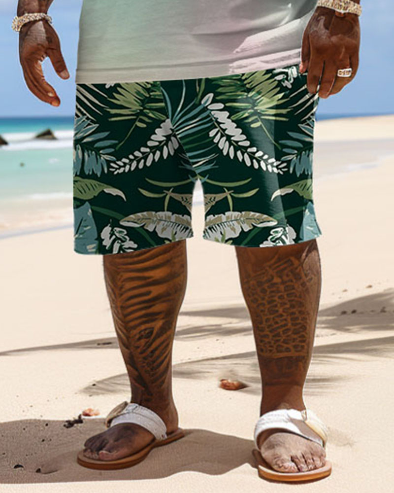 Men's Plus Size Hawaiian Tie-Dye Sunglasses Letter Print T-Shirt Shorts Suit