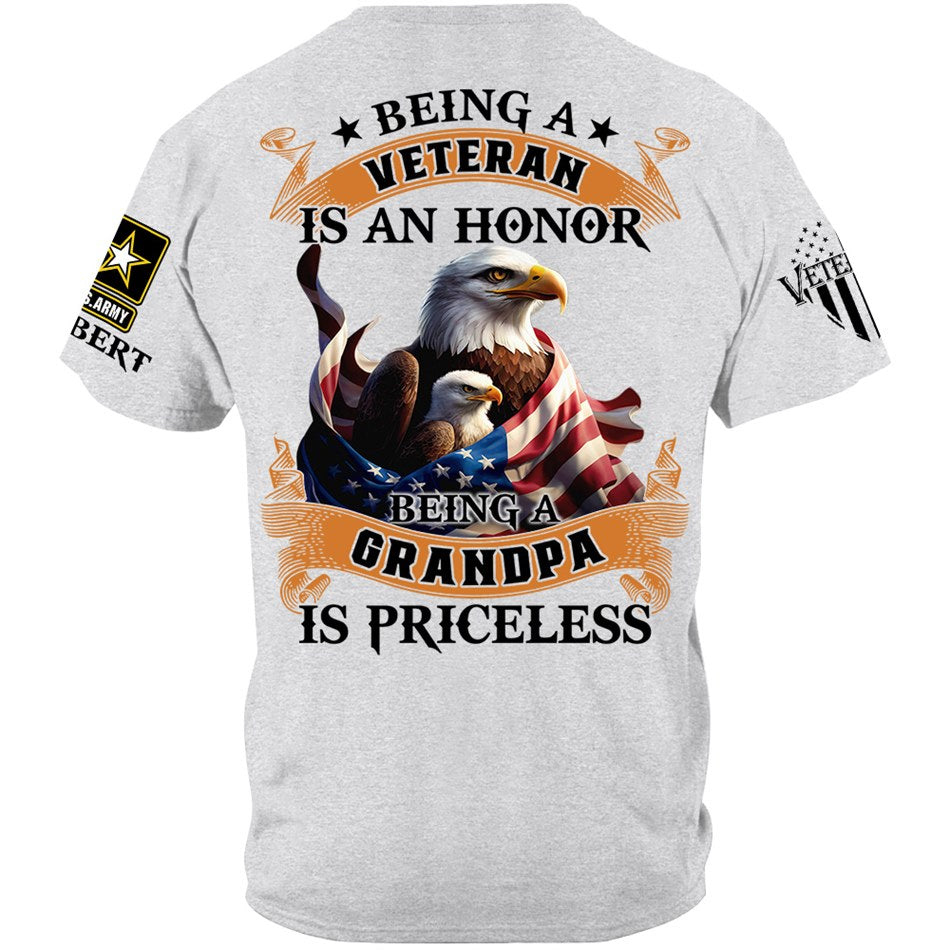 Being A Veteran Is An Honor Being A Grandpa Is Priceless Custom Shirt For Veteran Grandpa Papa H2511 Trna