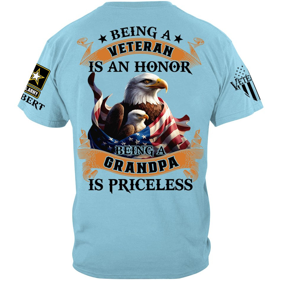 Being A Veteran Is An Honor Being A Grandpa Is Priceless Custom Shirt For Veteran Grandpa Papa H2511 Trna