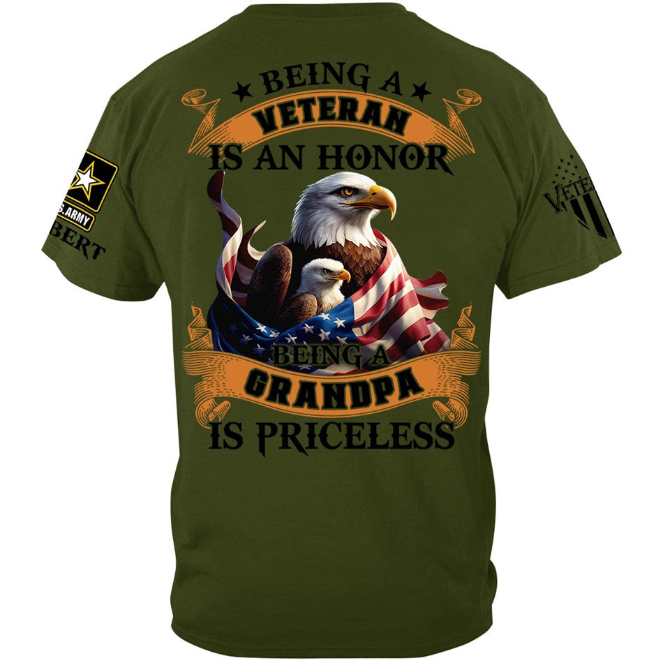 Being A Veteran Is An Honor Being A Grandpa Is Priceless Custom Shirt For Veteran Grandpa Papa H2511 Trna