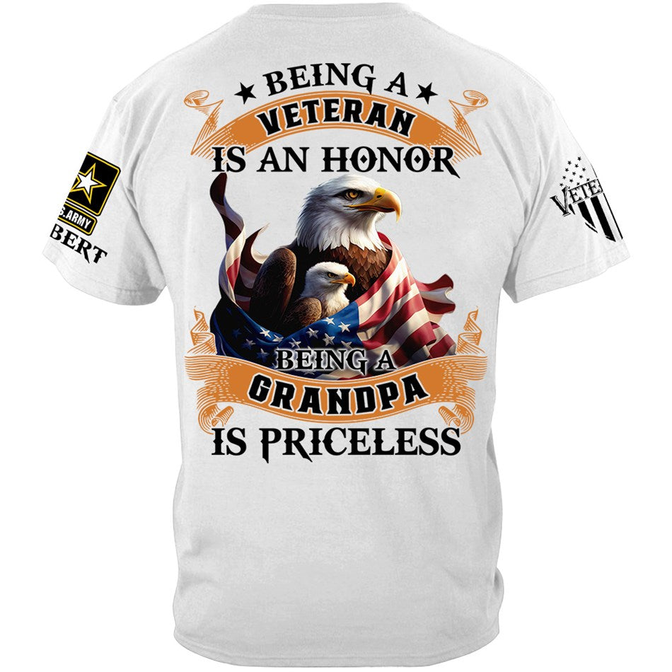 Being A Veteran Is An Honor Being A Grandpa Is Priceless Custom Shirt For Veteran Grandpa Papa H2511 Trna