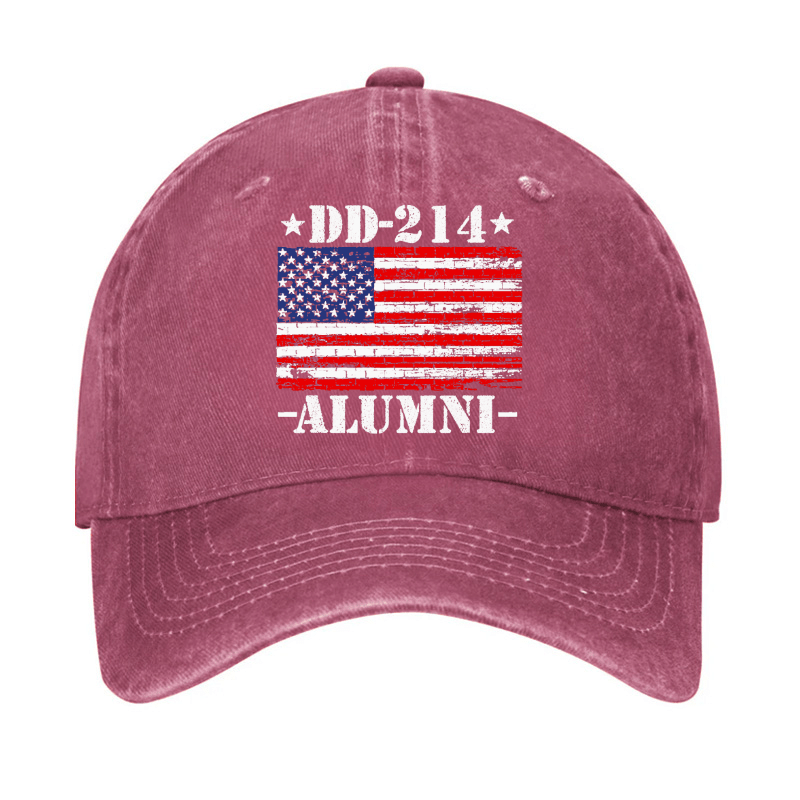 DD-214 Alumni Military Veteran American Flag Patriotic Cap (Free Customization)