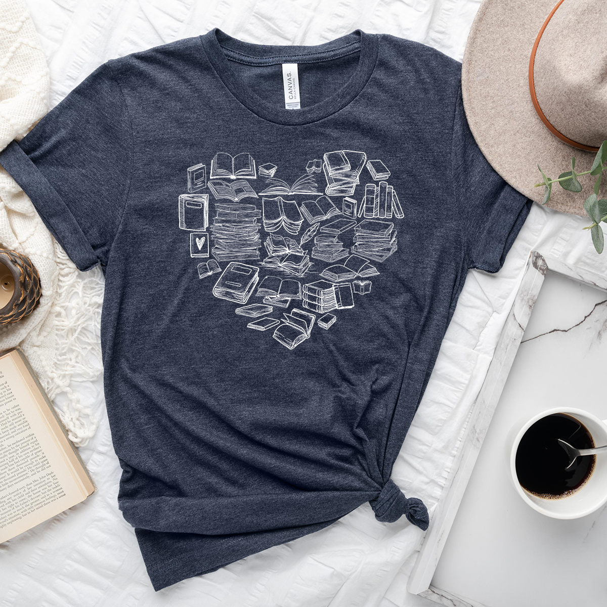 book heart unisex tee