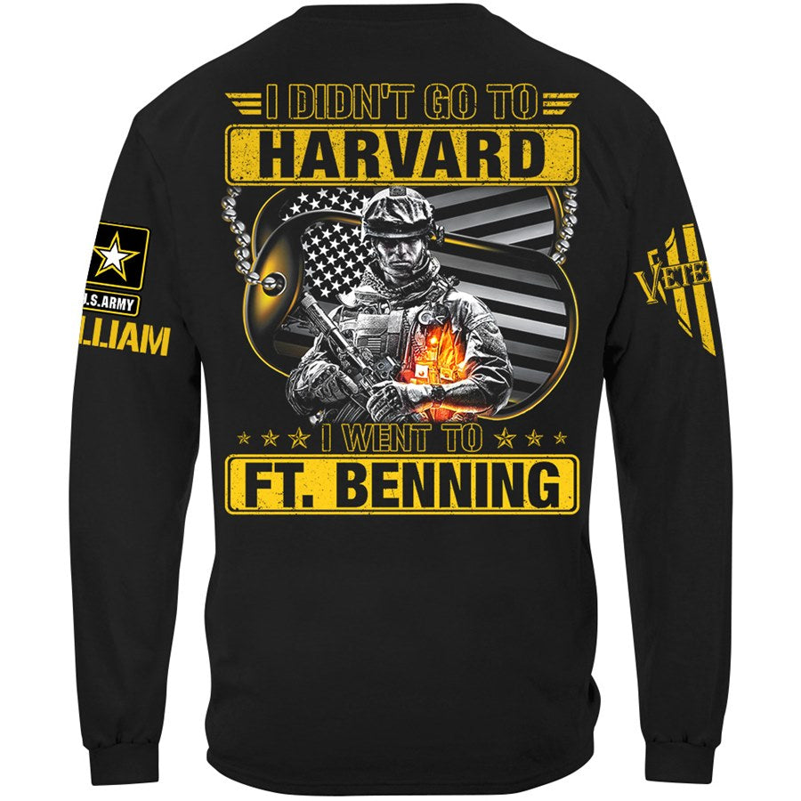 I Didn't Go To Harvard I Went To Military Base Custom Shirt Available To All Military Branches Gift For Veteran H2511 Trna