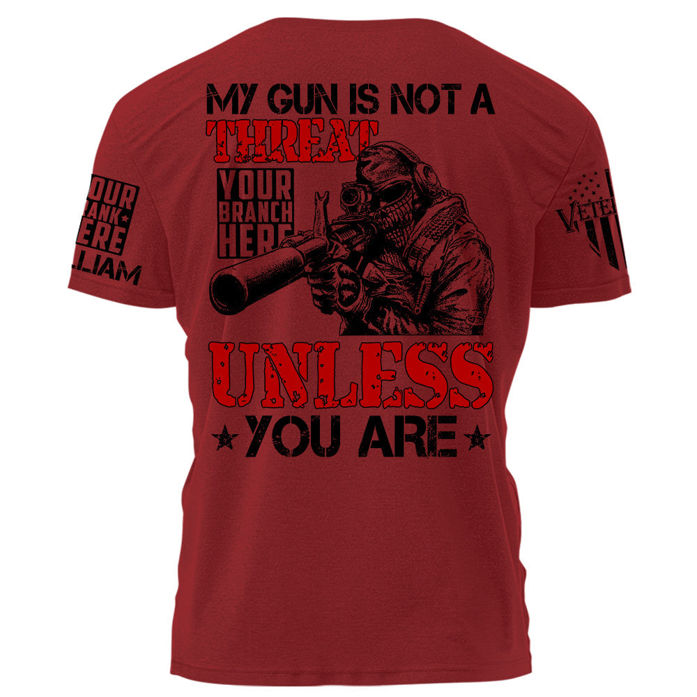 My Gun Is Not A Threat Unless You Are Personalized Grunge Style Shirt For Veteran H2511