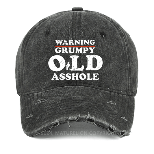 Maturelion Warning Grumpy Old Asshole Washed Vintage Cap