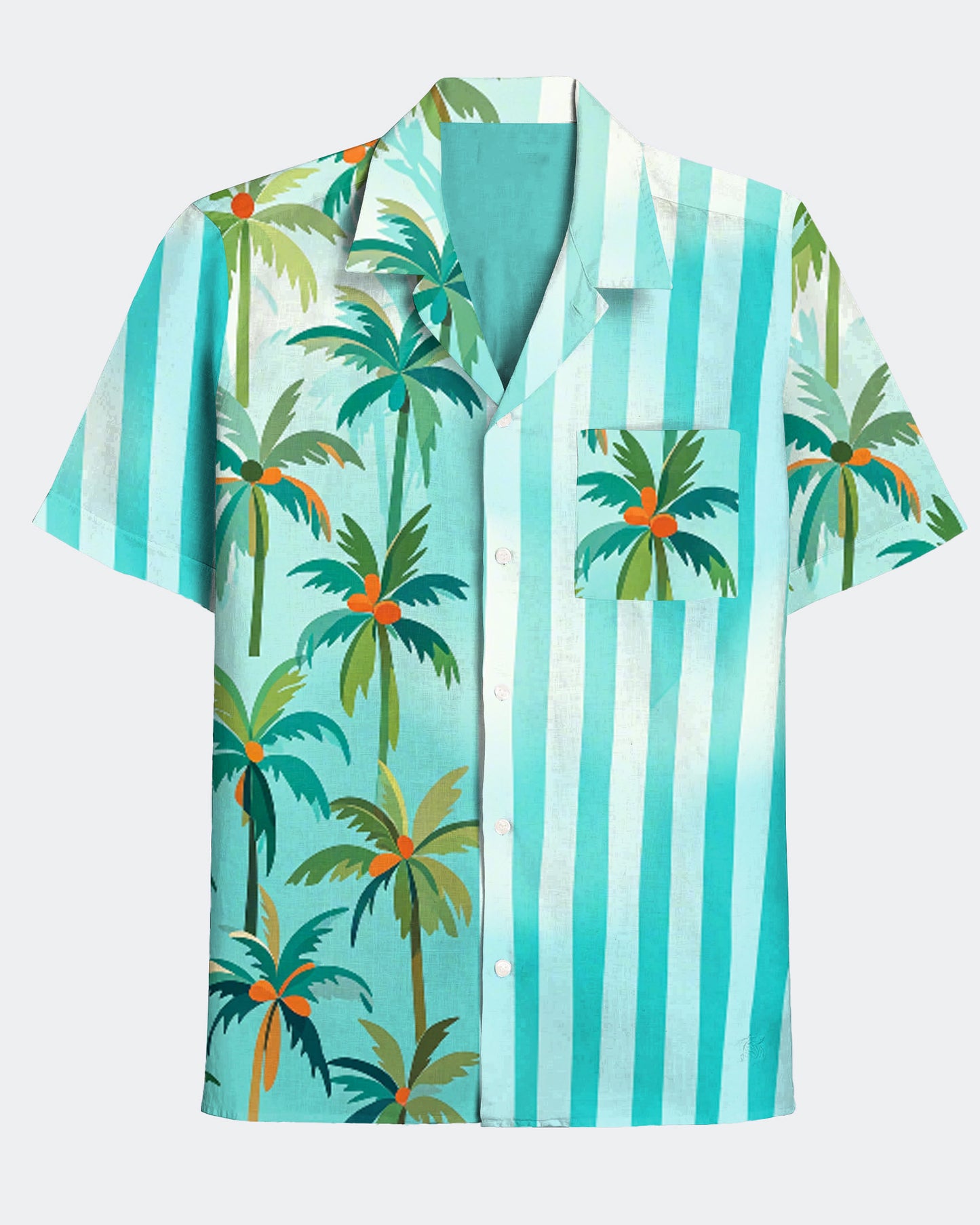 Men's Hawaiian Coconut Tree Print Short Sleeve Shirt