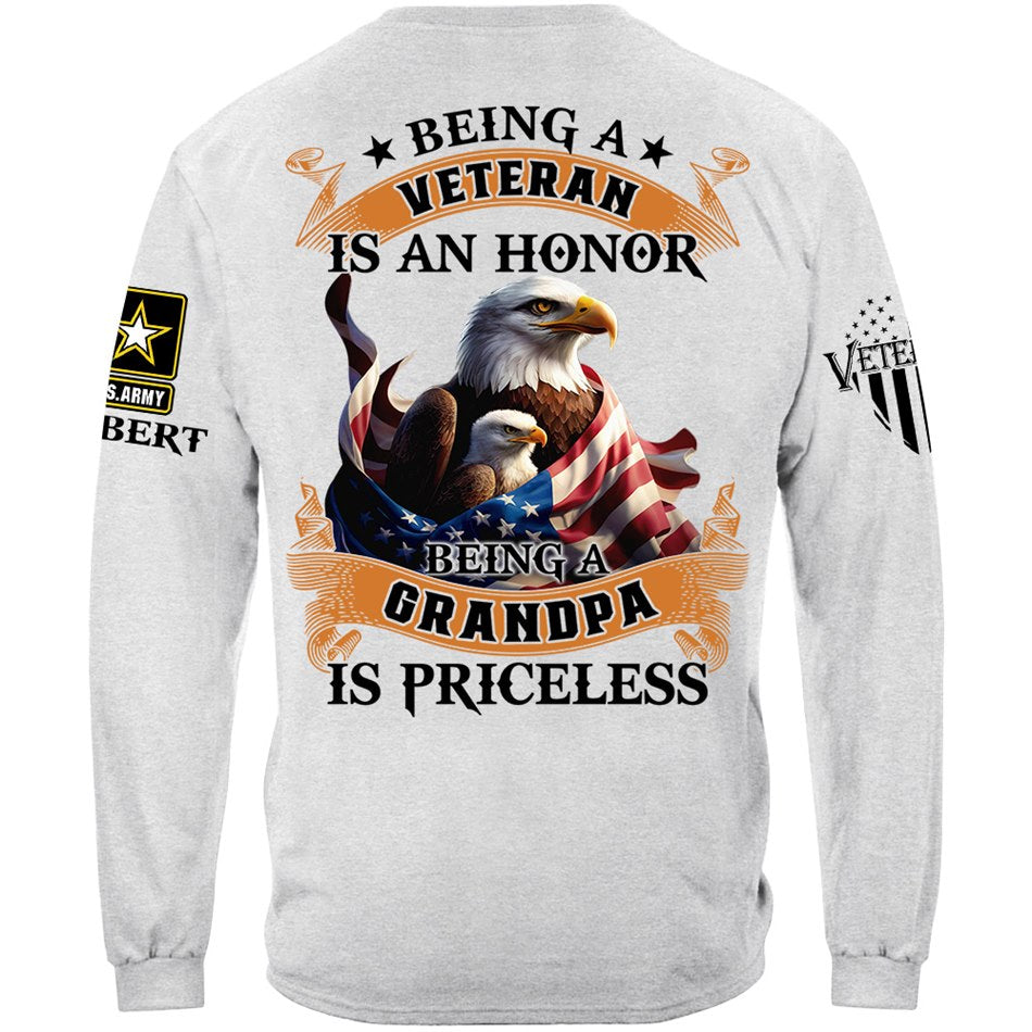 Being A Veteran Is An Honor Being A Grandpa Is Priceless Custom Shirt For Veteran Grandpa Papa H2511 Trna