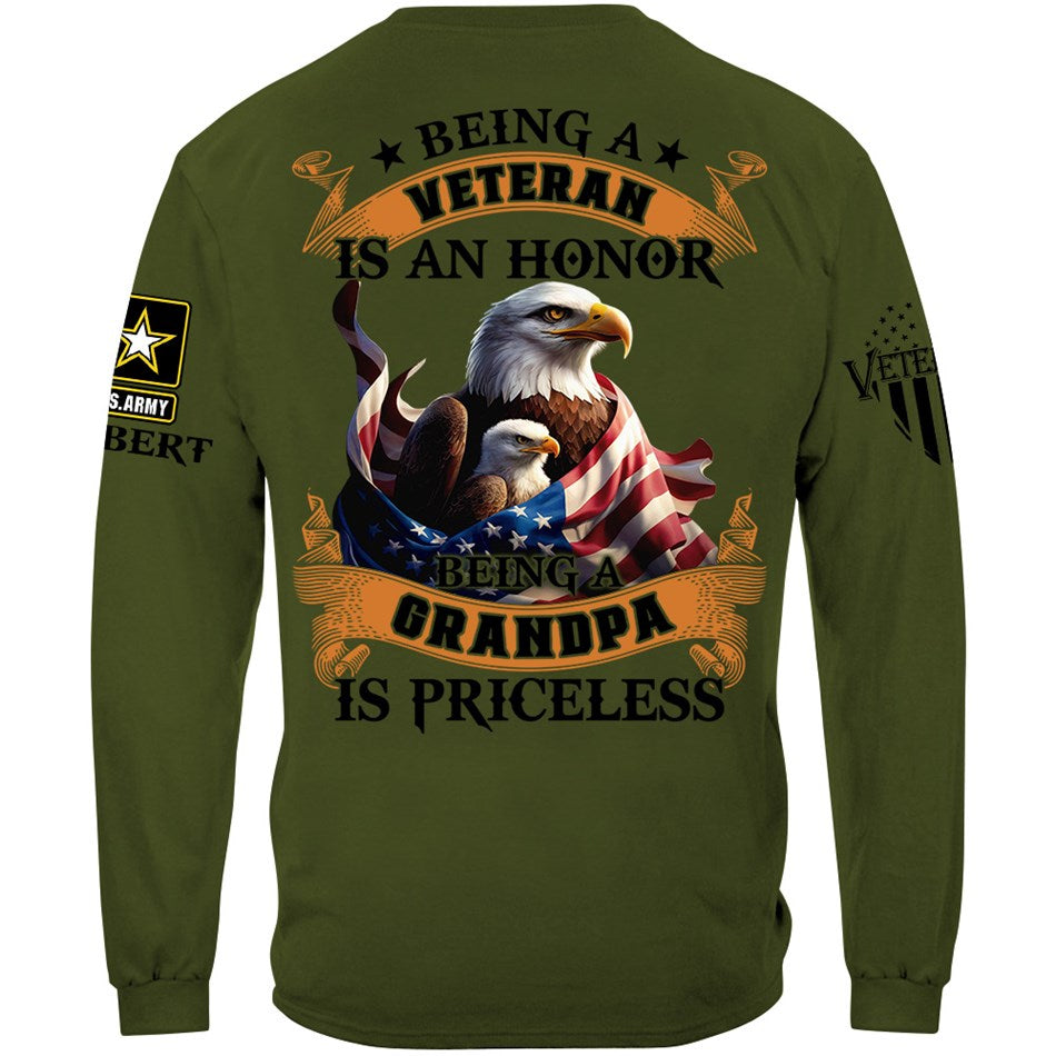 Being A Veteran Is An Honor Being A Grandpa Is Priceless Custom Shirt For Veteran Grandpa Papa H2511 Trna