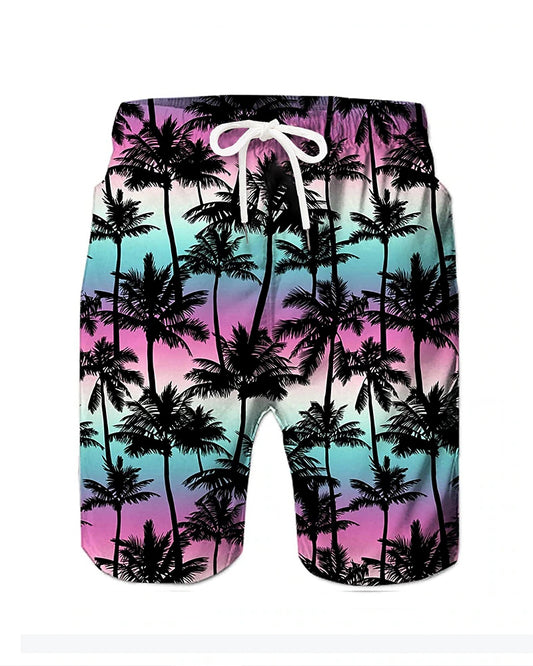 Beach Quick-drying Fabric Coconut Tree Pattern Swimming Trunks Men's Plus Size