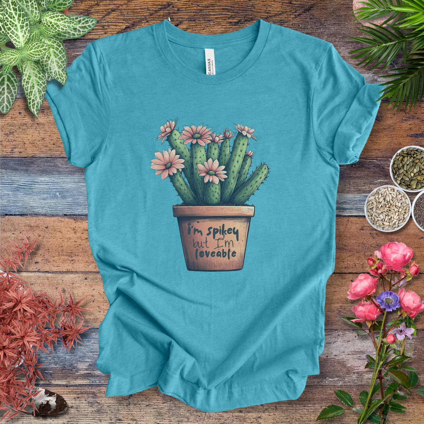 "I'm Spikey but I'm Lovable" Funny Cactus Lover T-Shirt