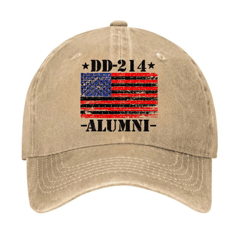 DD-214 Alumni Military Veteran American Flag Patriotic Cap (Free Customization)