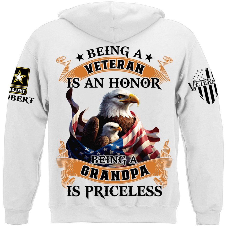 Being A Veteran Is An Honor Being A Grandpa Is Priceless Custom Shirt For Veteran Grandpa Papa H2511 Trna