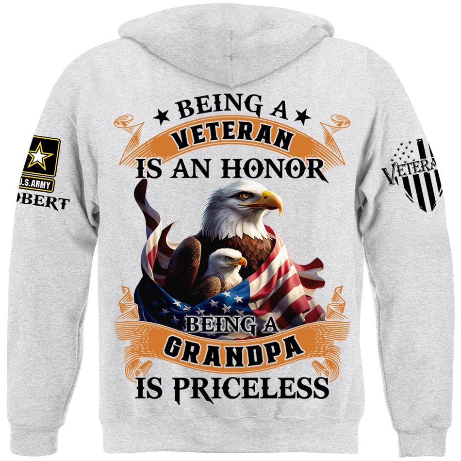 Being A Veteran Is An Honor Being A Grandpa Is Priceless Custom Shirt For Veteran Grandpa Papa H2511 Trna