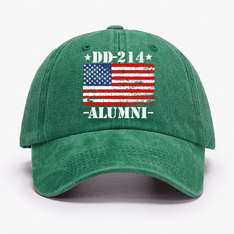 DD-214 Alumni Military Veteran American Flag Patriotic Cap (Free Customization)