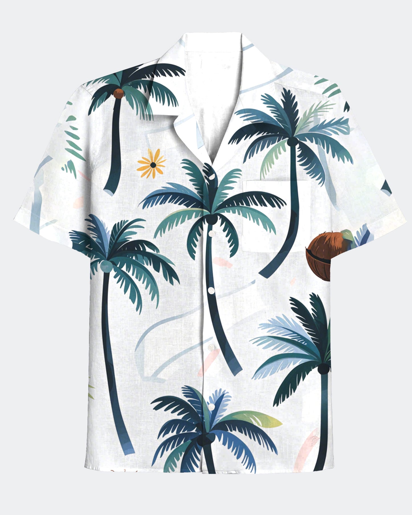 Men's Hawaiian Coconut Grove Print Short Sleeve Shirt