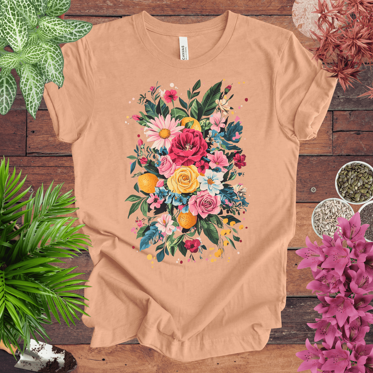 Vibrant Floral Citrus Bouquet T-Shirt