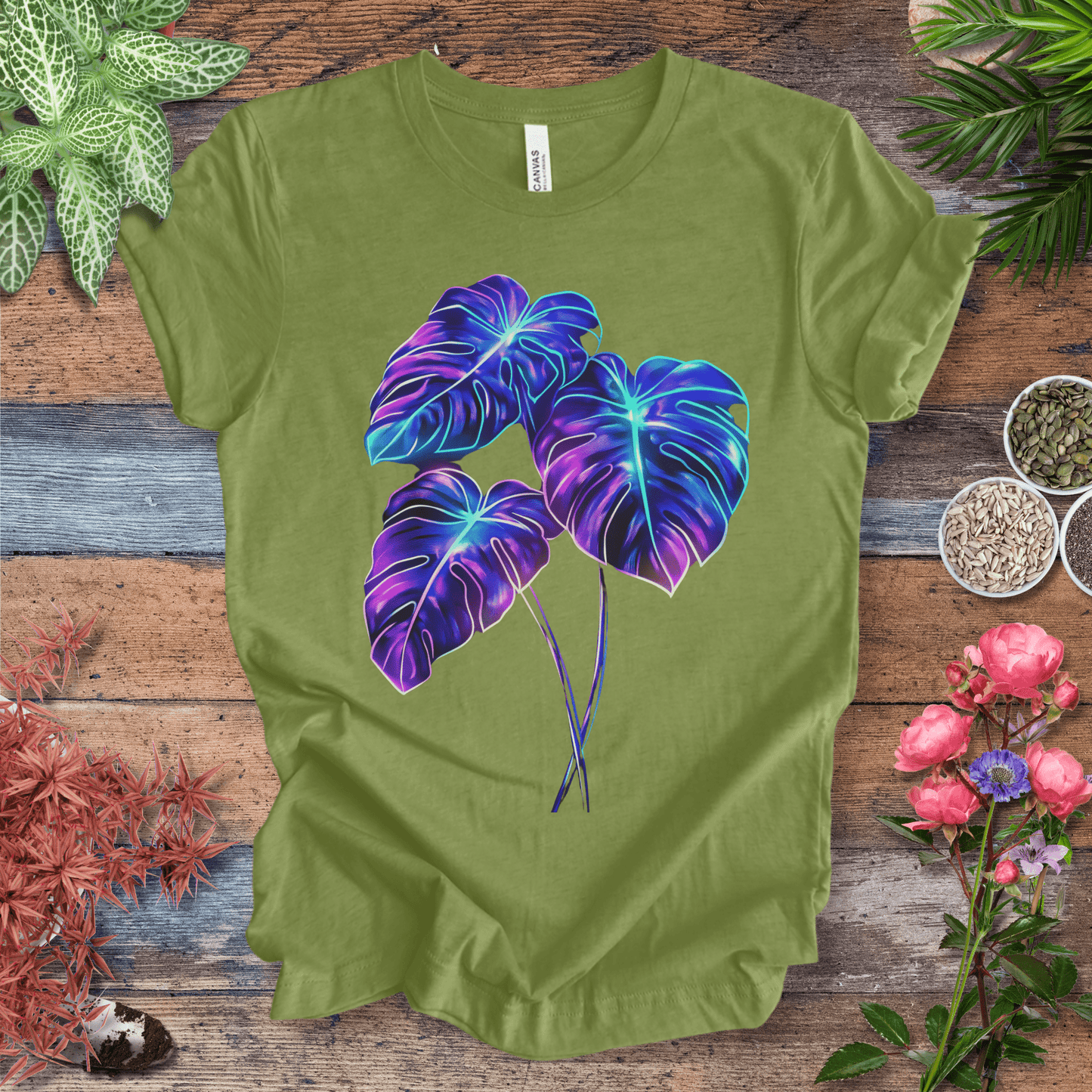 Bioluminescent Monstera Jungle Plant Lover Aesthetic T-Shirt