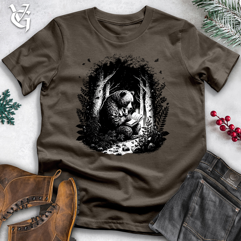 Bear Reading Book in Forest Cotton Tee