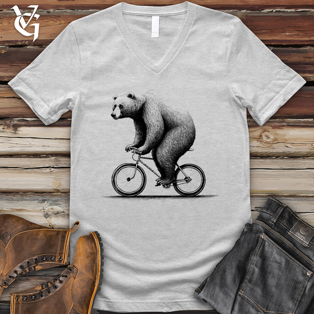 Bear Riding Bike V- Neck Tee