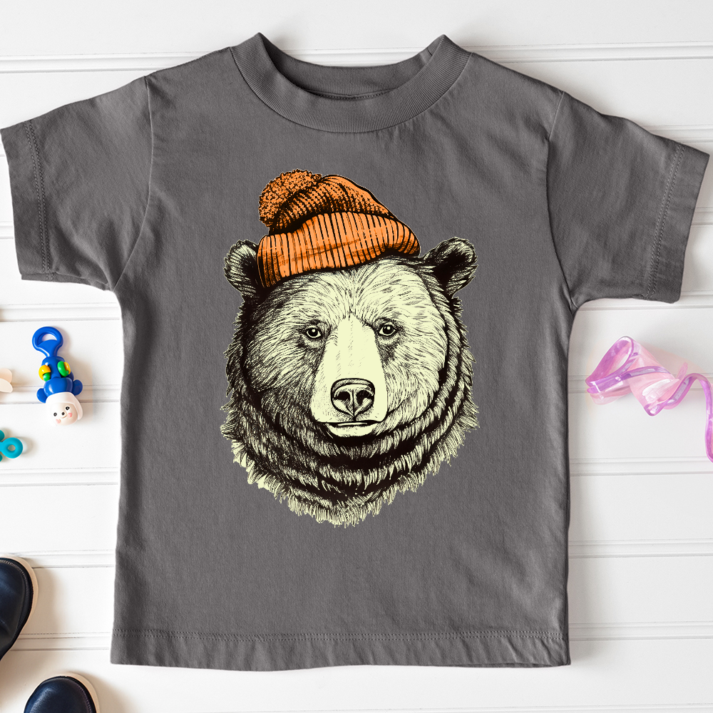 Bear Wearing Hunters Beanie Toddler Tee