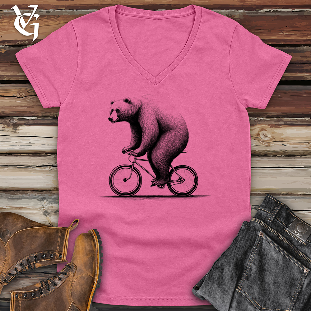 Bear Riding Bike Softstyle V-Neck